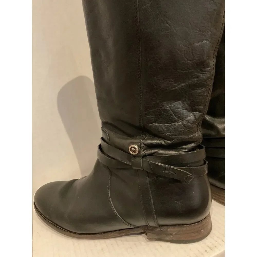 Frye - Melissa Harness - Black Leather Tall Riding Boots - Mexico - size 11B